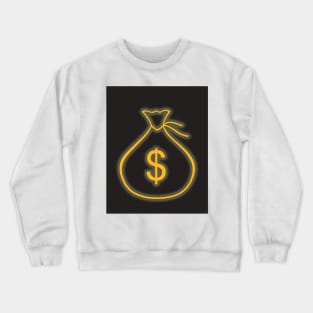 Money bag. Neon light glow. Business finance concept. Crewneck Sweatshirt